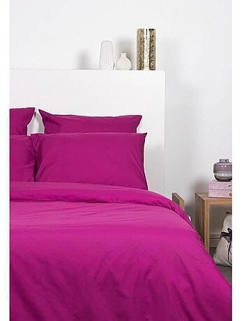 Drap housse uni polycoton 140x190 cm prune