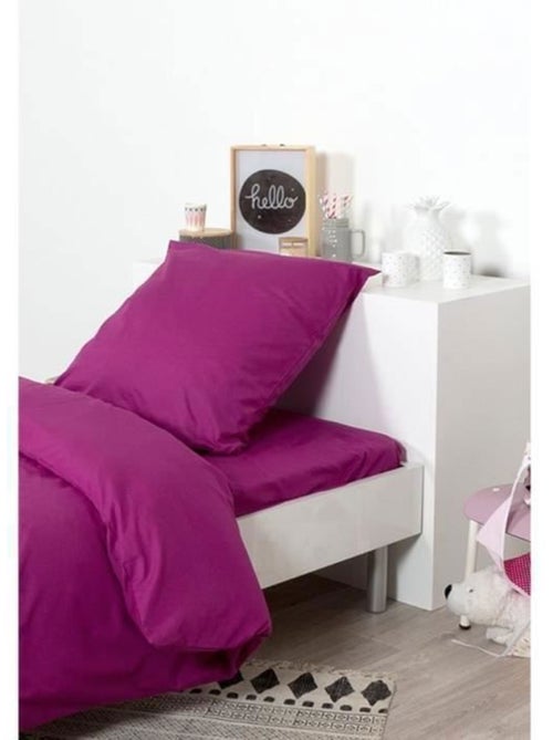 Drap housse uni polycoton 140x190 cm prune - Kiabi