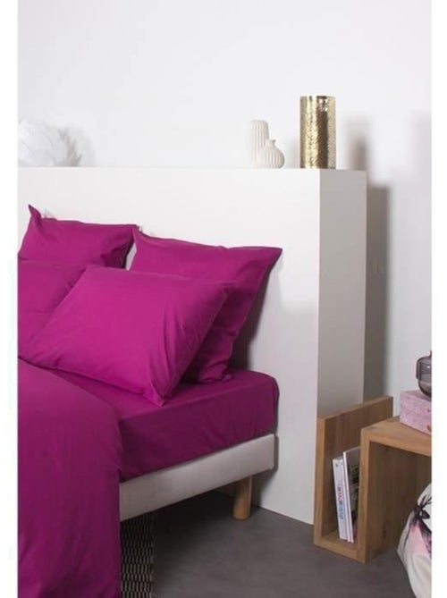 Drap housse uni polycoton 140x190 cm prune - Kiabi