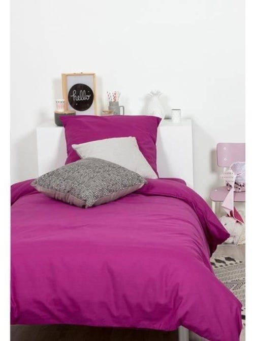 Drap housse uni polycoton 140x190 cm prune - Kiabi