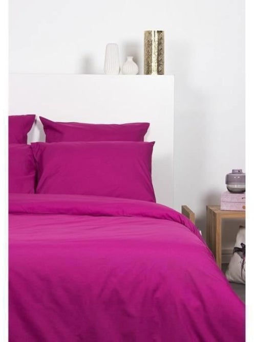 Drap housse uni polycoton 140x190 cm prune - Kiabi