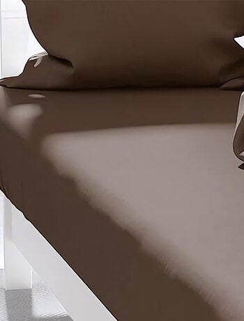 Drap housse uni ZZZ chocolat