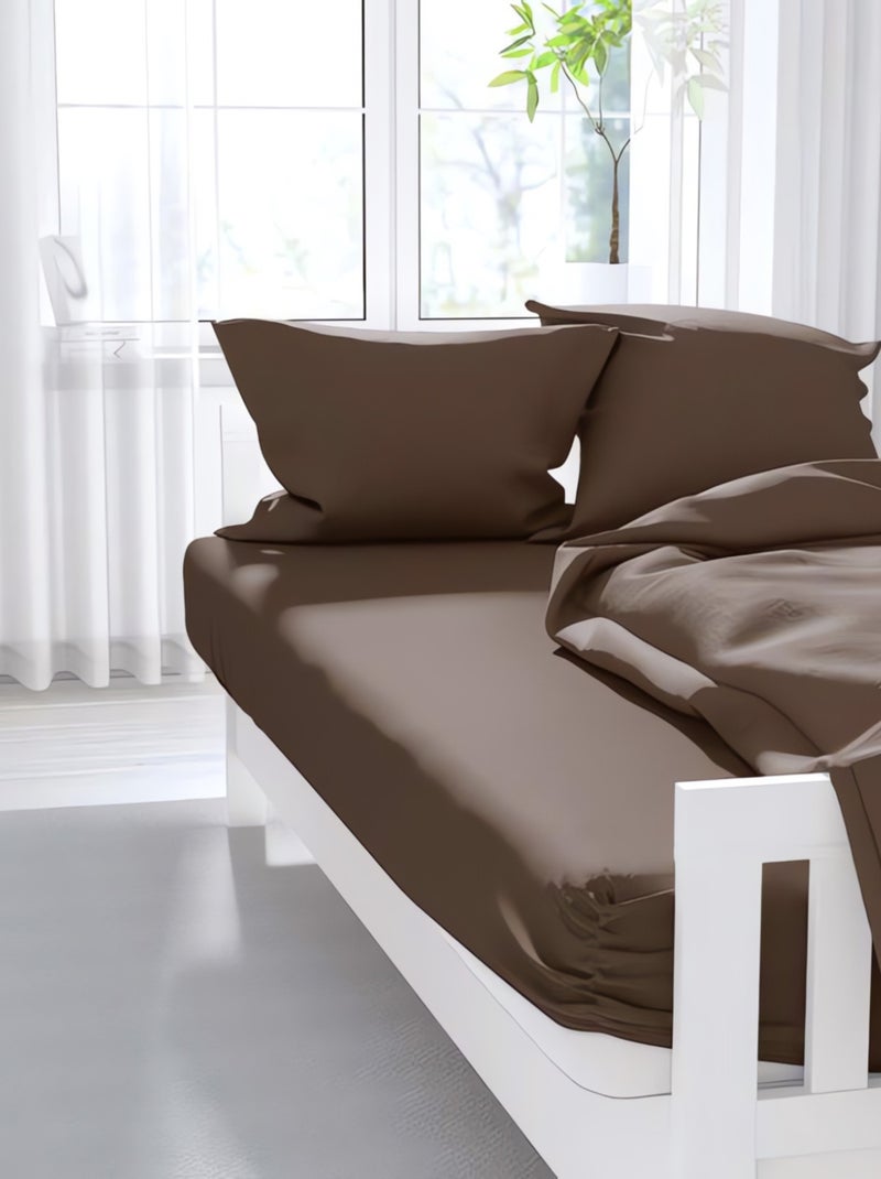 Drap housse uni ZZZ chocolat Marron - Kiabi