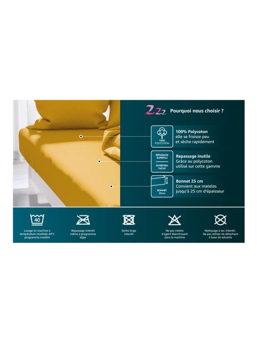 Drap housse uni ZZZ en polycoton - Kiabi