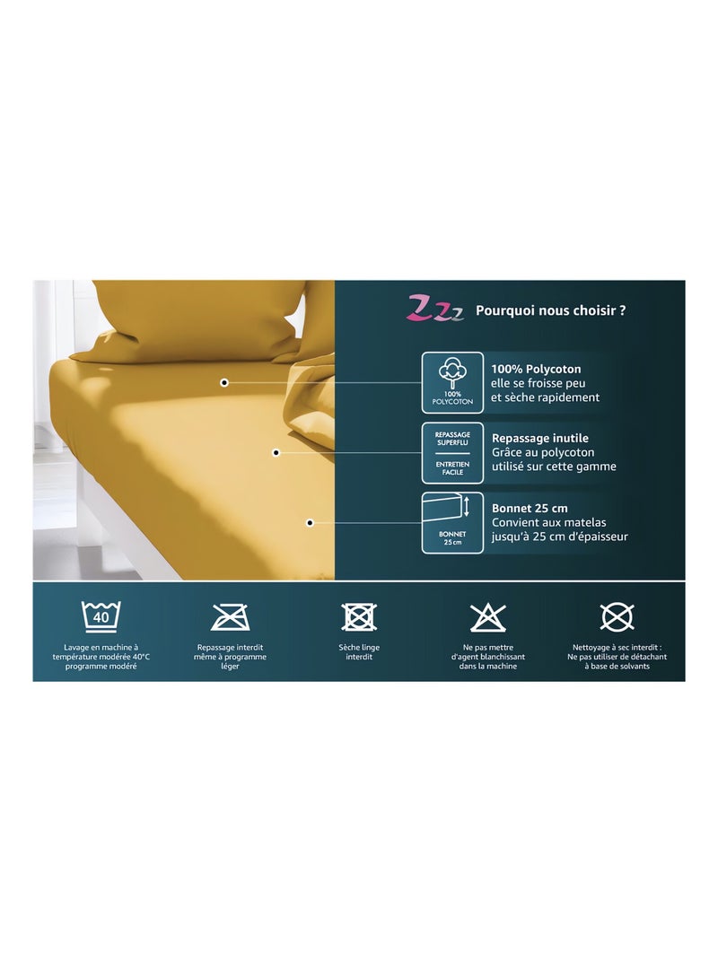 Drap housse uni ZZZ en polycoton Rose - Kiabi