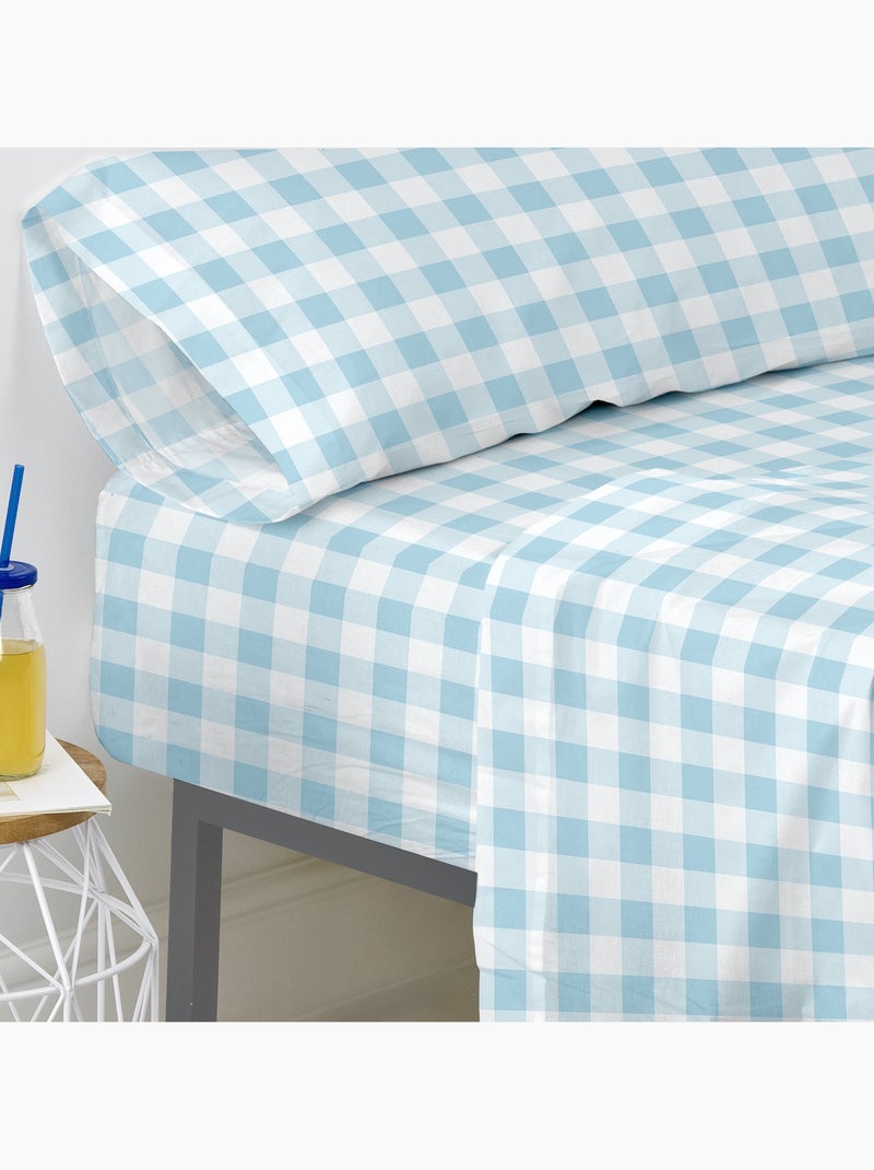 Drap-housse Vichy "Happyfriday" Bleu - Kiabi