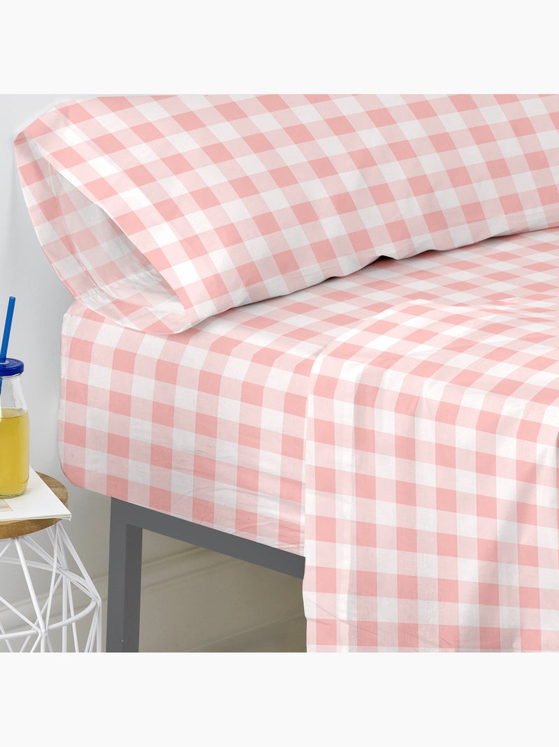 Drap-housse Vichy "Happyfriday" Rose - Kiabi