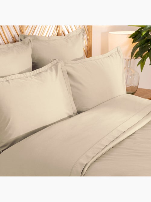 Drap "Landiha" plat percale beige 240x290cm - Kiabi