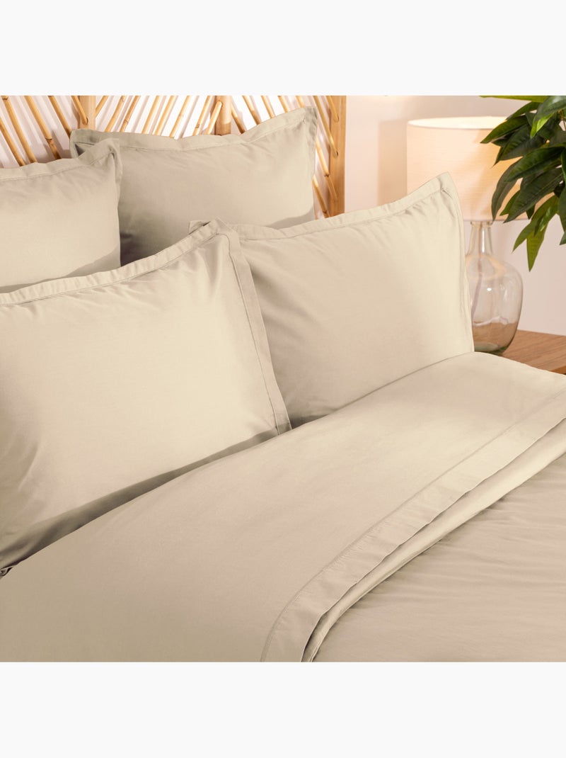 Drap "Landiha" plat percale beige 240x290cm Lin - Kiabi