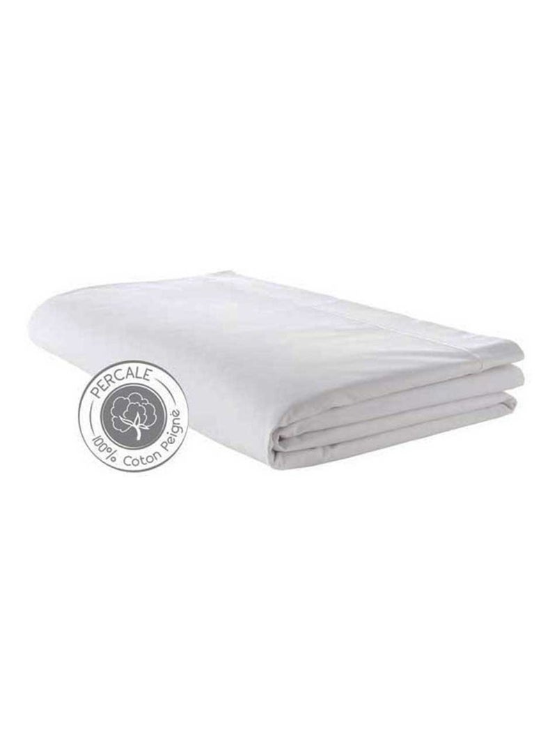 Drap percale de coton 180 x 290 cm Blanc - Kiabi