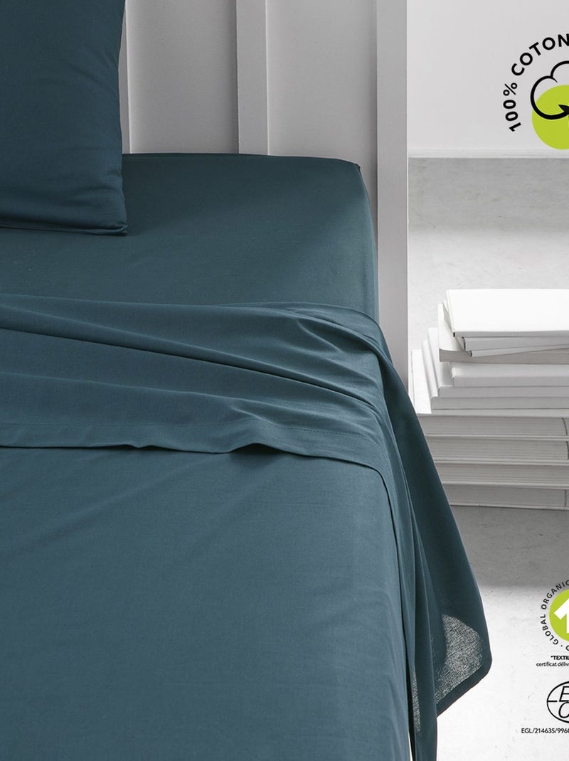 Drap plat - 100% coton BIO Bleu - Kiabi