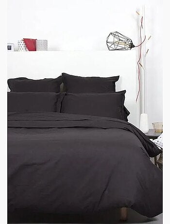 Drap plat uni coton 240x290 cm gris éléphant