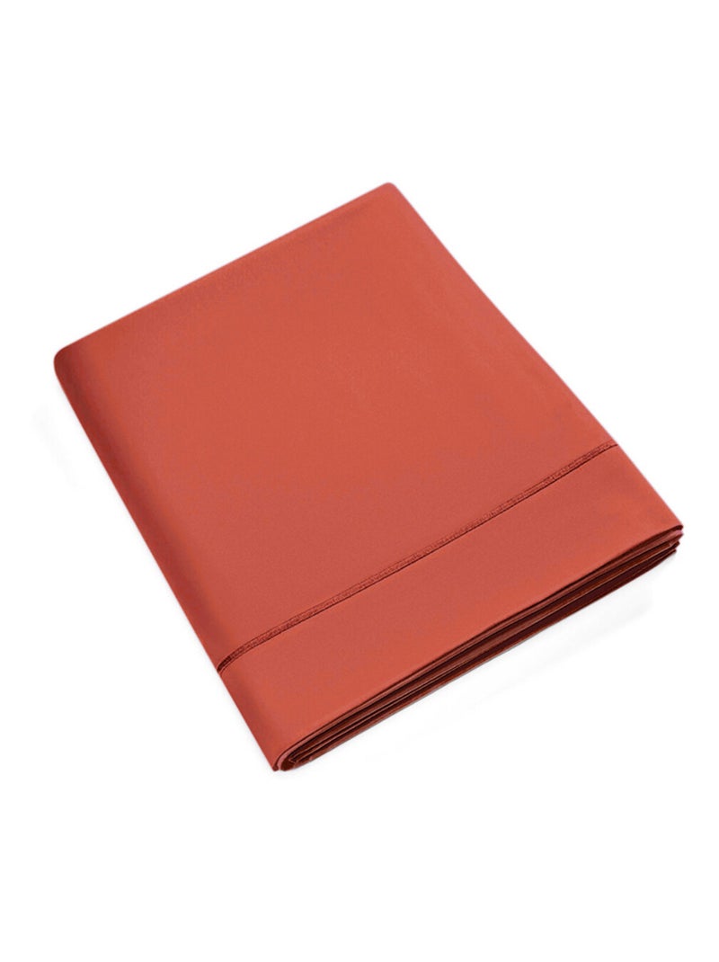 Drap plat - Coton Pur - 100% Percale de coton peigné Terracotta - Kiabi