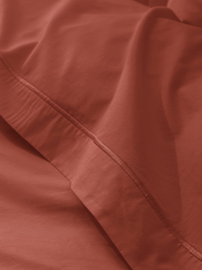 Drap plat - Coton Pur - 100% Percale de coton peigné Terracotta - Kiabi