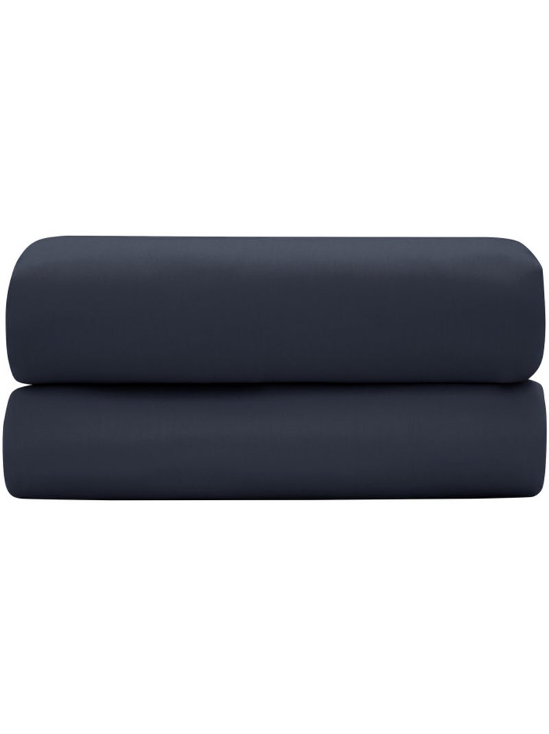 Drap plat - Coton Pur - 100% Satin de coton Peigné" / 120 fils/cm² Bleu - Kiabi