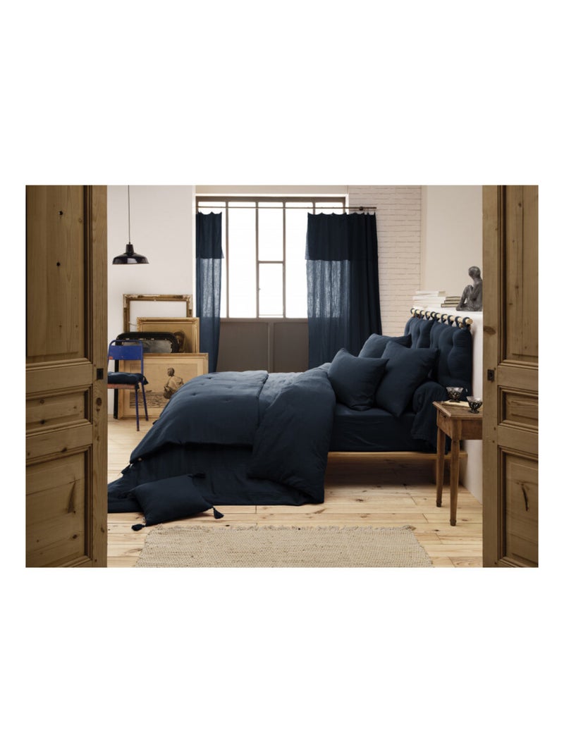 Drap plat - L'effet papillon - 100% gaze de coton 125 gr/m² Bleu nuit - Kiabi