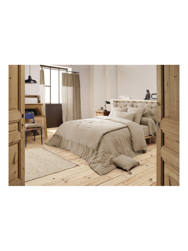 Drap plat - L'effet papillon - 100% gaze de coton 125 gr/m² Marron clair - Kiabi