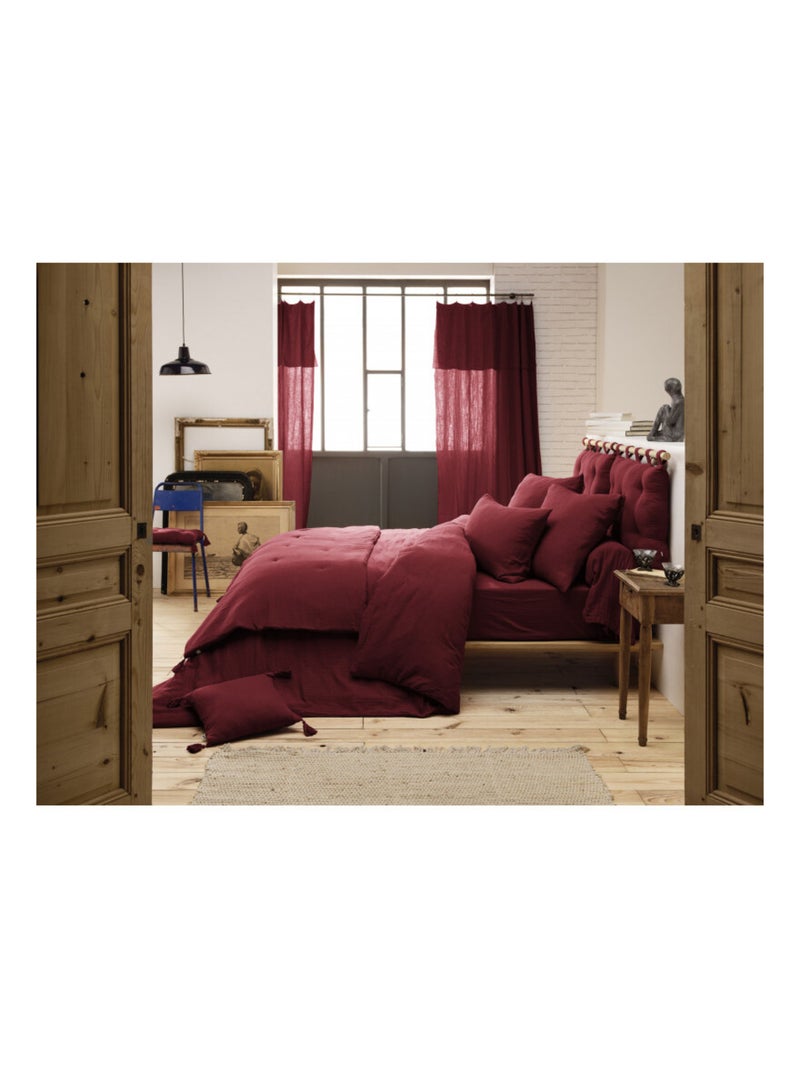 Drap plat - L'effet papillon - 100% gaze de coton 125 gr/m² Noir Bordeaux - Kiabi