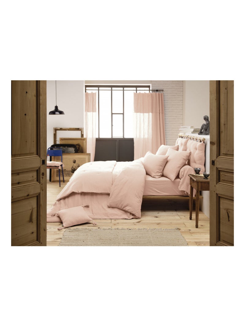 Drap plat - L'effet papillon - 100% gaze de coton 125 gr/m² Rose clair - Kiabi