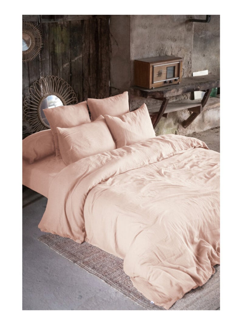 Drap plat - L'effet papillon - 100% gaze de coton 125 gr/m² Rose clair - Kiabi