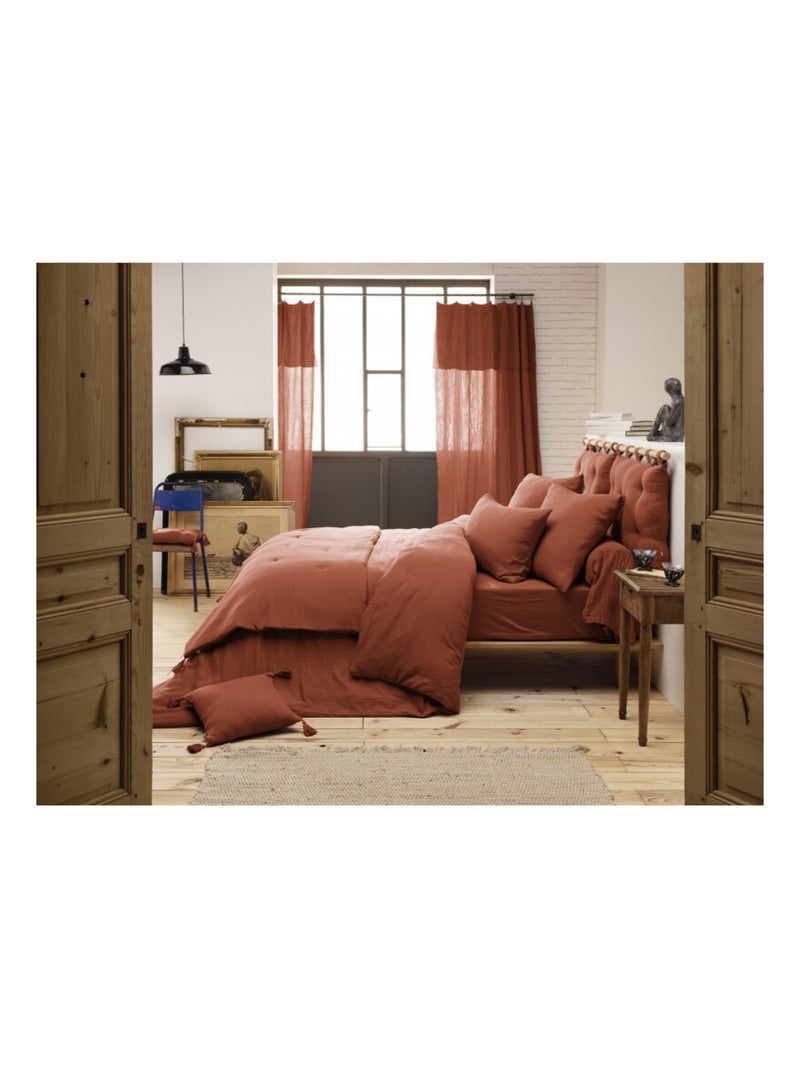 Drap plat - L'effet papillon - 100% gaze de coton 125 gr/m² Terracotta - Kiabi