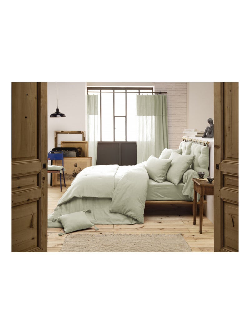 Drap plat - L'effet papillon - 100% gaze de coton 125 gr/m² Vert d'eau - Kiabi