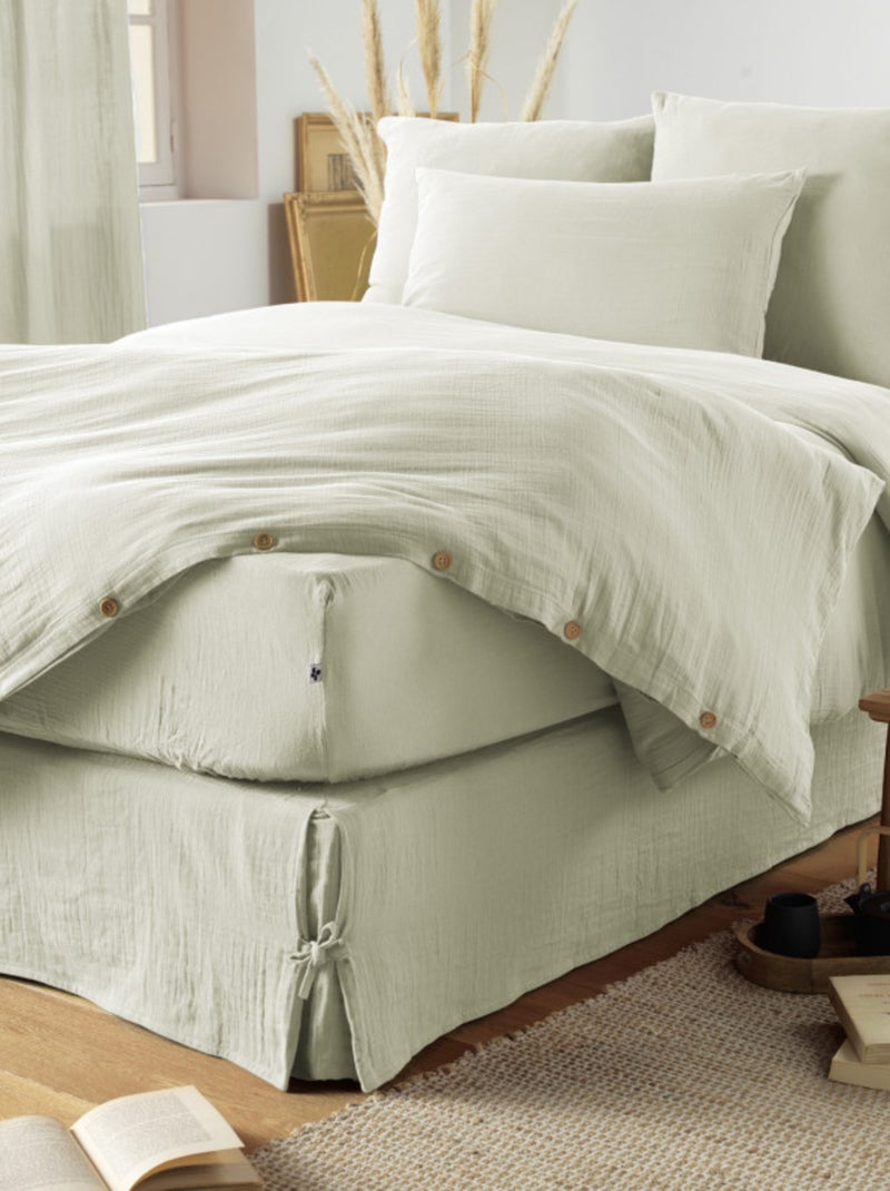 Drap plat - L'effet papillon - 100% gaze de coton 125 gr/m² Vert d'eau - Kiabi