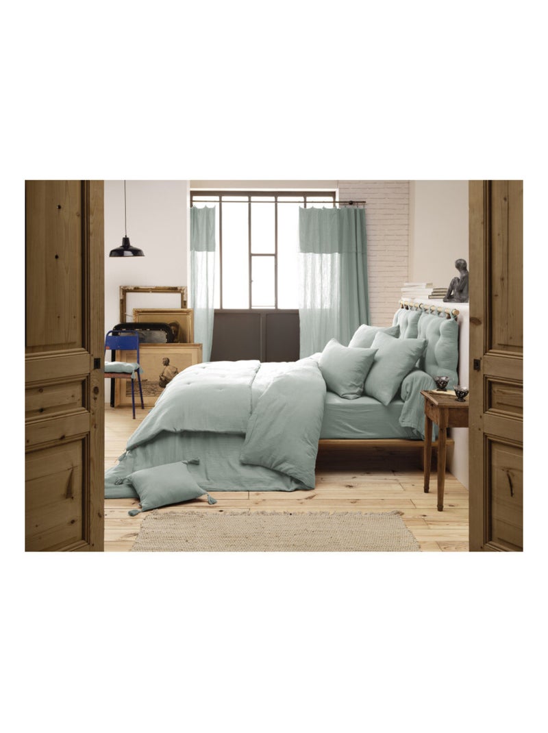 Drap plat - L'effet papillon - 100% gaze de coton 125 gr/m² Vert tilleul - Kiabi