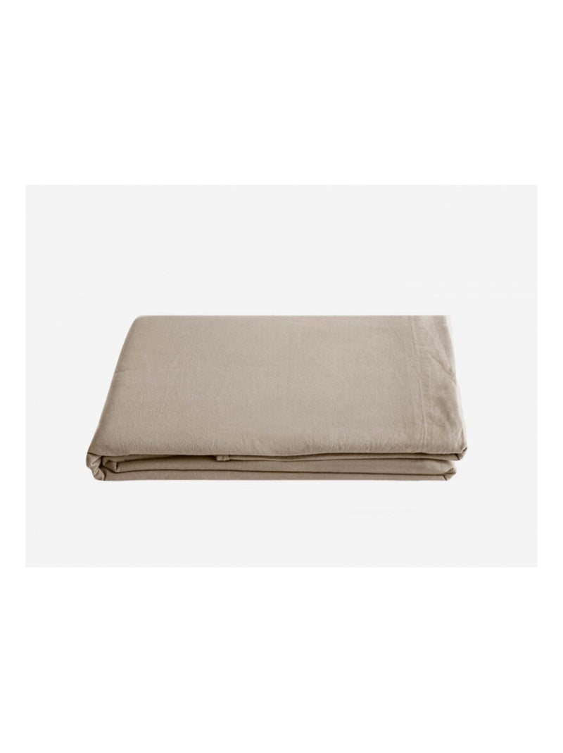Drap plat - Vent du Sud - 100 % coton lavé 63 fils/cm² Beige - Kiabi
