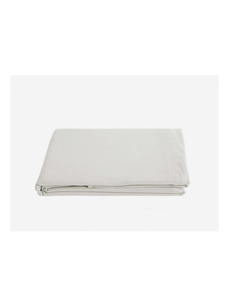 Drap plat - Vent du Sud - 100 % coton lavé 63 fils/cm² Blanc nacré - Kiabi