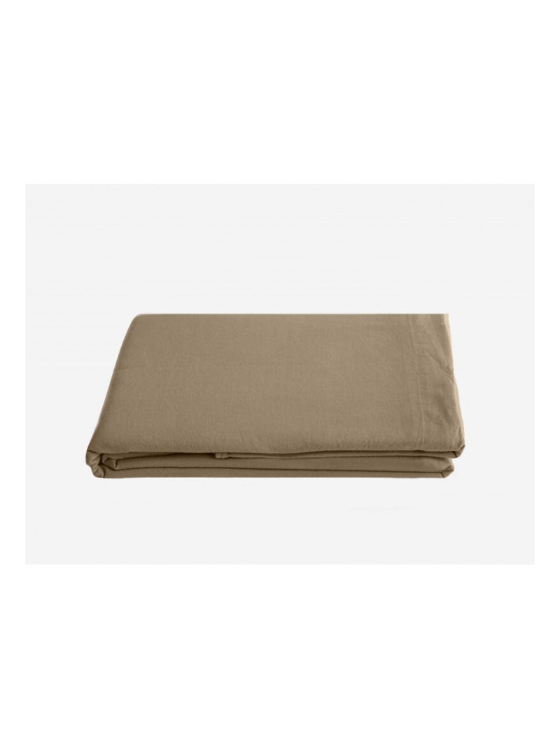 Drap plat - Vent du Sud - 100 % coton lavé 63 fils/cm² Camel - Kiabi