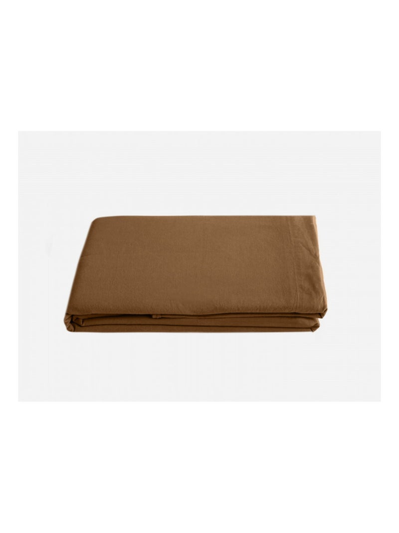 Drap plat - Vent du Sud - 100 % coton lavé 63 fils/cm² Cognac - Kiabi