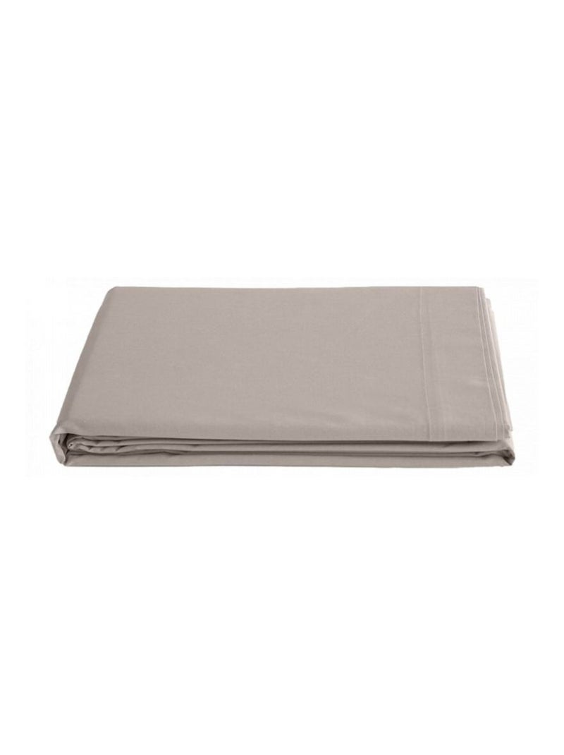 Drap plat - Vent du Sud - 100% Percale de coton peigné Beige chiné - Kiabi