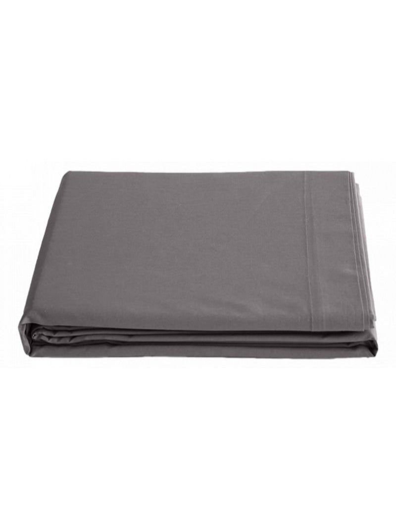 Drap plat - Vent du Sud - 100% Percale de coton peigné Gris foncé - Kiabi