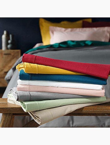 Drap plat 1 personne coton 57 fils Lina