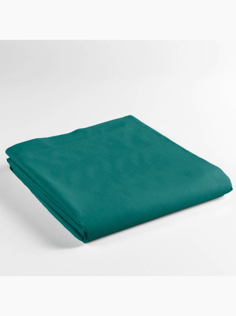 Drap plat 1 personne coton 57 fils Lina Vert émeraude - Kiabi
