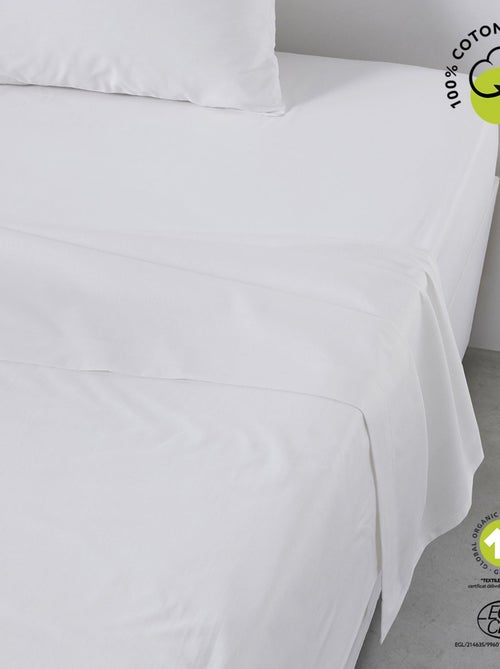 Drap plat 1 place en coton BIO - Kiabi