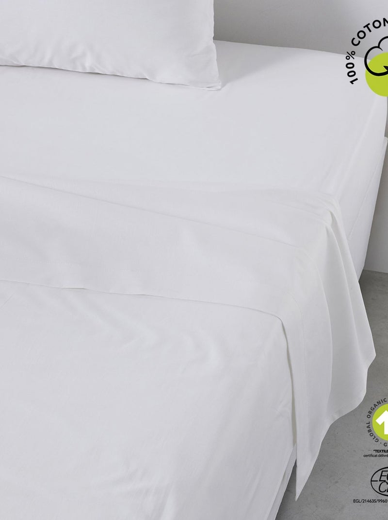 Drap plat 1 place en coton BIO Blanc - Kiabi