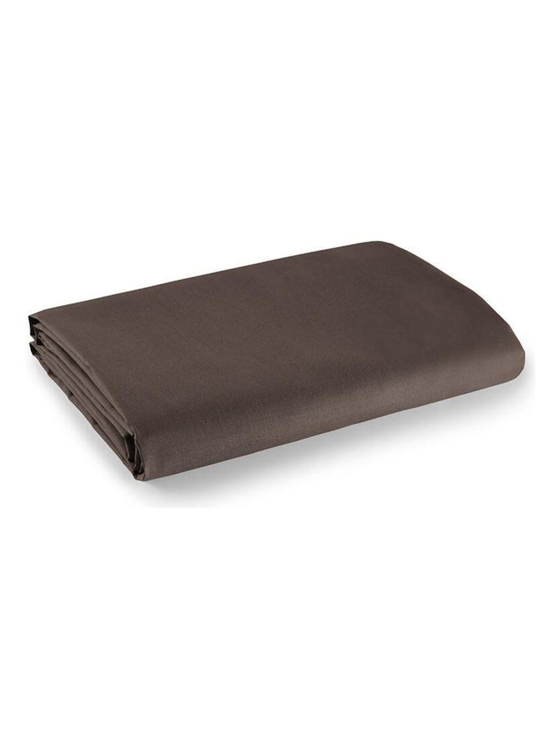 Drap plat 1 place et 2 places 100% coton/57 fils/cm² - Choco - 240 x 300 cm pour lit 2 places Marron chocolat - Kiabi