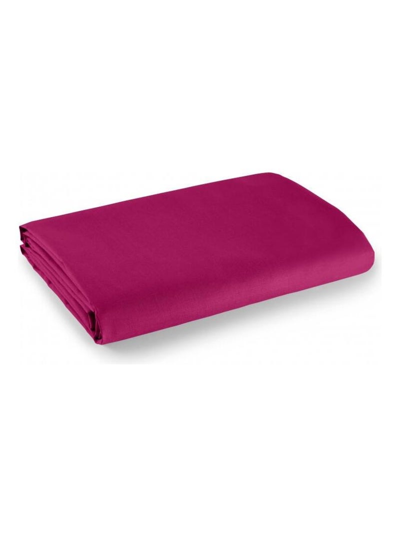 Drap plat 1 place et 2 places 100% coton/57 fils/cm² - Fushia - 240 x 300 cm pour lit 2 places Rose fushia - Kiabi