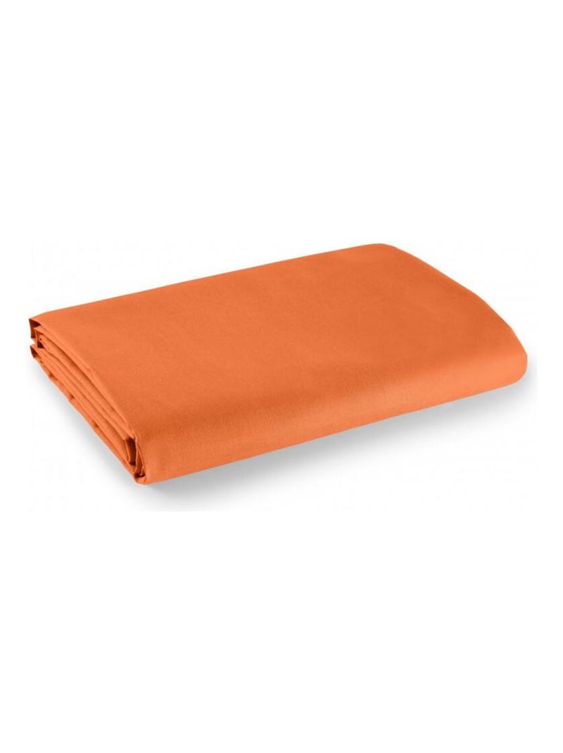 Drap plat 1 place et 2 places 100% coton/57 fils/cm² - Orange - 240 x 300 cm pour lit 2 places Orange - Kiabi