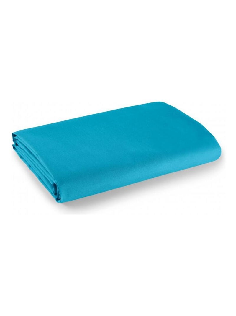 Drap plat 1 place et 2 places 100% coton/57 fils/cm² - Turquoise - 240 x 300 cm pour lit 2 places Bleu turquoise - Kiabi