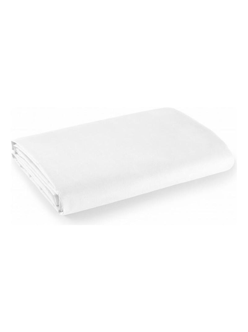 Drap plat 100% Coton / 57 fils/cm² - Blanc - 240 x 300 cm pour lit 2 places Blanc - Kiabi