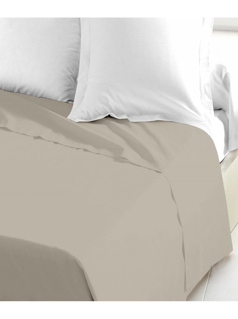 Drap plat 100% coton 57 fils/cm² – Doux et résistant – Plusieurs tailles – Facile d’entretien Beige clair - Kiabi