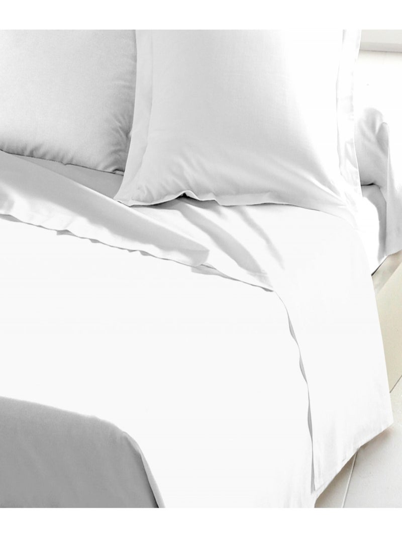 Drap plat 100% coton 57 fils/cm² – Doux et résistant – Plusieurs tailles – Facile d’entretien Blanc - Kiabi