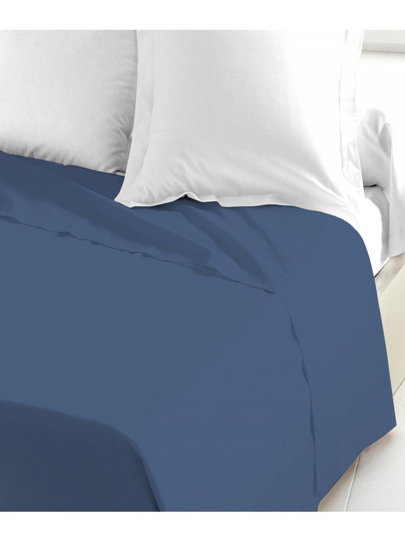 Drap plat 100% coton 57 fils/cm² – Doux et résistant – Plusieurs tailles – Facile d’entretien Bleu - Kiabi