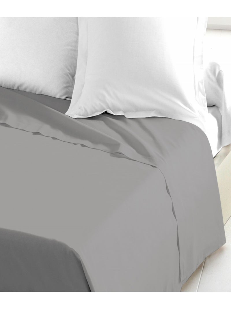 Drap plat 100% coton 57 fils/cm² – Doux et résistant – Plusieurs tailles – Facile d’entretien Gris clair - Kiabi