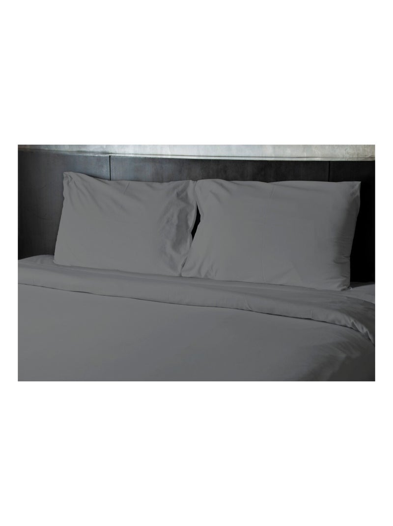 Drap plat 100% coton 57 fils/cm² – Doux et résistant – Plusieurs tailles – Facile d’entretien Gris foncé - Kiabi