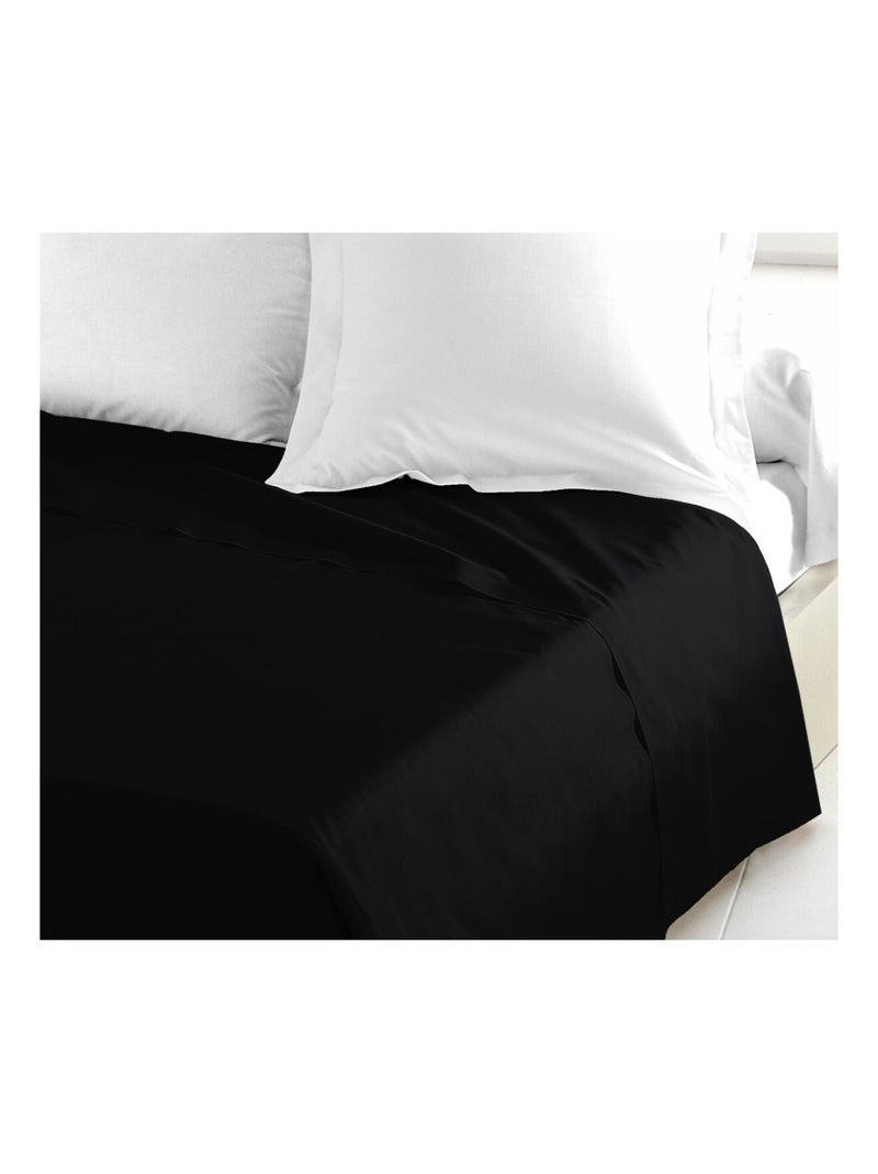 Drap plat 100% coton 57 fils/cm² – Doux et résistant – Plusieurs tailles – Facile d’entretien Noir - Kiabi