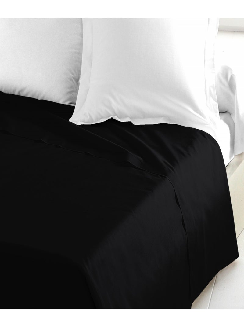 Drap plat 100% coton 57 fils/cm² – Doux et résistant – Plusieurs tailles – Facile d’entretien Noir - Kiabi